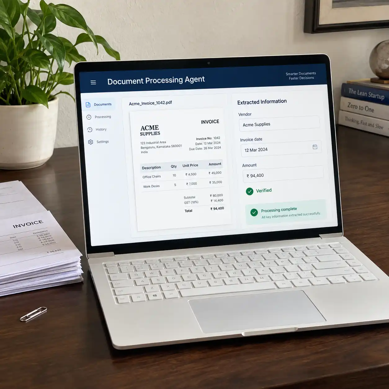 Document processing AI agent illustration