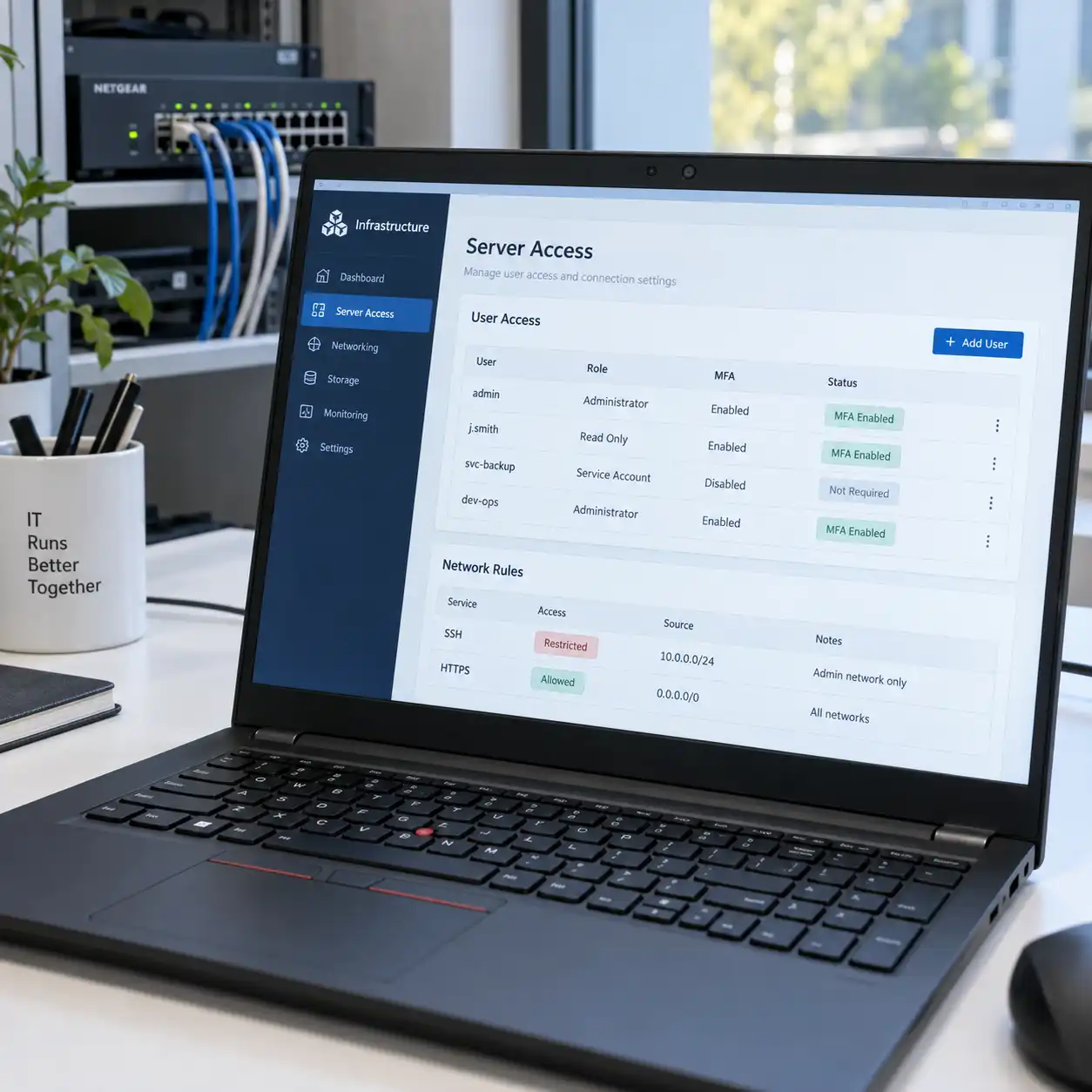 Server access and configuration illustration