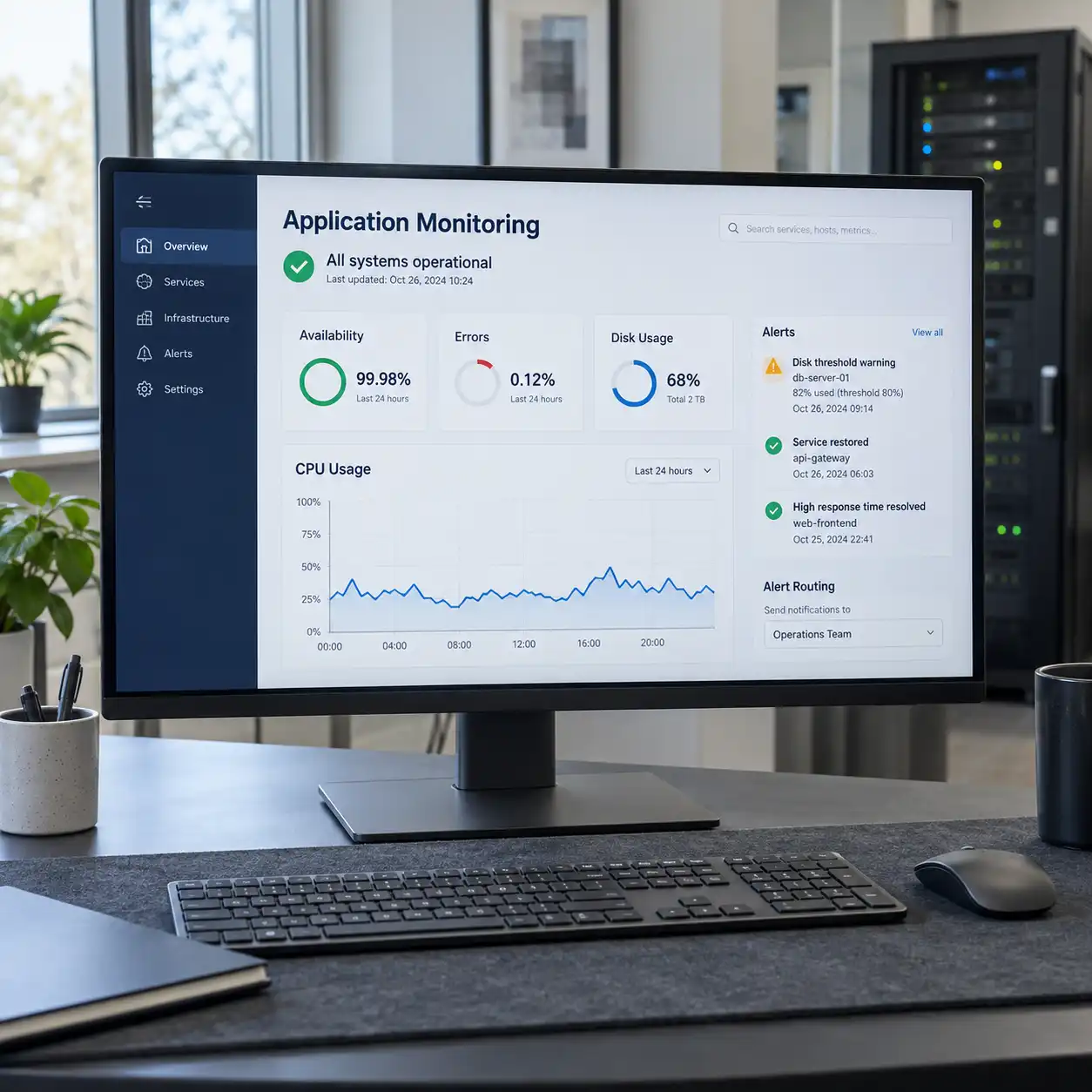Application monitoring and alerts illustration